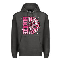 Charcoal Heather senior 2024 pink cheer Premium Hoodie - MaliasSmallBusiness