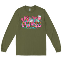 Army Green breast cancer nurse Long Sleeve Tee - AdoDesignShop