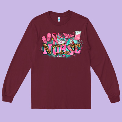 Breast Cancer Nurse Long Sleeve Tee Designed By Adodesignshop