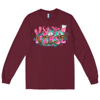 Burgundy breast cancer nurse Long Sleeve Tee - AdoDesignShop