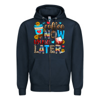 Navy coffee now wine later Zipper Hoodie - Zillion Design Studio