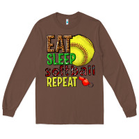 Chestnut eat sleep softball repeat Long Sleeve Tee - texasbilliewilder