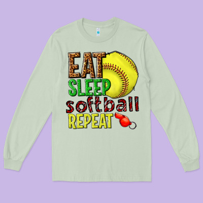 Long Sleeve Tee eat sleep softball repeat