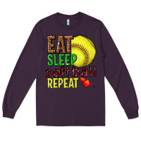 Plum eat sleep softball repeat Long Sleeve Tee - texasbilliewilder