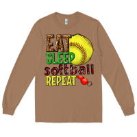 Toasted Coconut eat sleep softball repeat Long Sleeve Tee - texasbilliewilder