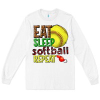 White eat sleep softball repeat Long Sleeve Tee - texasbilliewilder