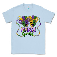 Dusty Blue mardi gras mask and beads Classic Tee - RanaPortraitStore