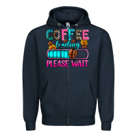 Navy coffee loading please wait Zipper Hoodie - Zillion Design Studio