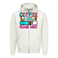 Oatmeal Heather coffee loading please wait Zipper Hoodie - Zillion Design Studio