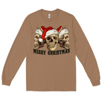 Toasted Coconut Merry Christmas Skulls Long Sleeve Tee - RanaPortraitStore
