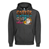 Charcoal Heather coffee is always good idea Zipper Hoodie - Zillion Design Studio