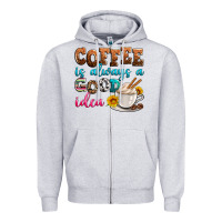 Heather Grey coffee is always good idea Zipper Hoodie - Zillion Design Studio