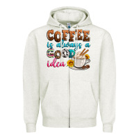 Oatmeal Heather coffee is always good idea Zipper Hoodie - Zillion Design Studio
