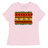 Bubblegum Pink bullskull thunderbird aztec pattern warm colors Ladies Tee - BarkalooDesign