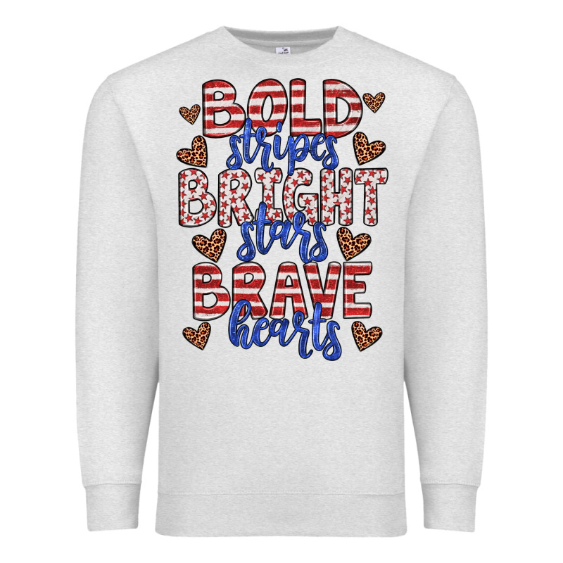 Bold Stripes Bright Stars Brave Hearts Premium Sweatshirt by JahusDesignShop | Teevron