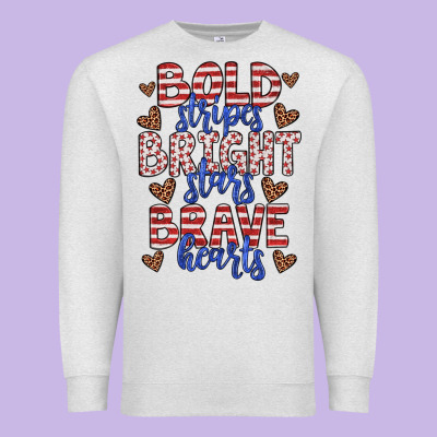 Bold Stripes Bright Stars Brave Hearts Premium Sweatshirt Designed By Jahusdesignshop
