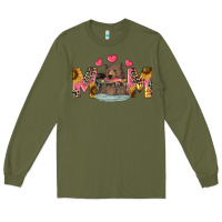 Army Green Mom Bear With Sunflowers Long Sleeve Tee - RanaPortraitStore