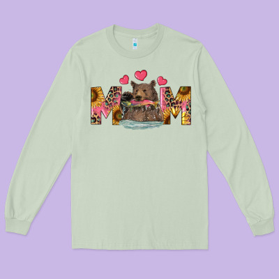 Long Sleeve Tee Mom Bear With Sunflowers