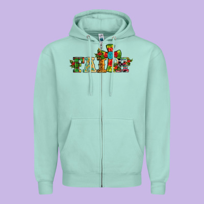 Christmas Cross Faith Zipper Hoodie Designed By Ranaportraitstore