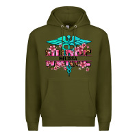 Army Green floral nurse custom name Premium Hoodie - AdoDesignShop