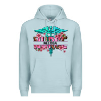 Blue Mist floral nurse custom name Premium Hoodie - AdoDesignShop