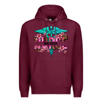 Burgundy floral nurse custom name Premium Hoodie - AdoDesignShop