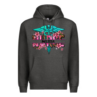 Charcoal Heather floral nurse custom name Premium Hoodie - AdoDesignShop