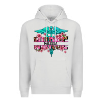 Dove Grey floral nurse custom name Premium Hoodie - AdoDesignShop