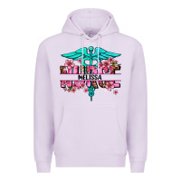 Lilac floral nurse custom name Premium Hoodie - AdoDesignShop