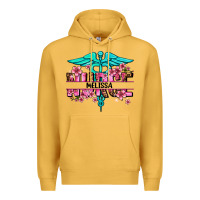 Mustard floral nurse custom name Premium Hoodie - AdoDesignShop