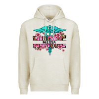 Oatmeal Heather floral nurse custom name Premium Hoodie - AdoDesignShop