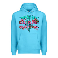 Ocean Blue floral nurse custom name Premium Hoodie - AdoDesignShop
