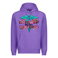 Purple floral nurse custom name Premium Hoodie - AdoDesignShop