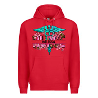 Red floral nurse custom name Premium Hoodie - AdoDesignShop
