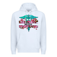 White floral nurse custom name Premium Hoodie - AdoDesignShop