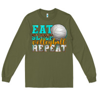 Army Green eat sleep volleyball repeat Long Sleeve Tee - texasbilliewilder