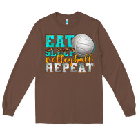 Chestnut eat sleep volleyball repeat Long Sleeve Tee - texasbilliewilder