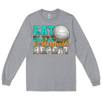 Heather Grey eat sleep volleyball repeat Long Sleeve Tee - texasbilliewilder