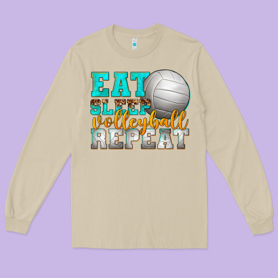 Long Sleeve Tee eat sleep volleyball repeat