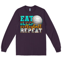 Plum eat sleep volleyball repeat Long Sleeve Tee - texasbilliewilder