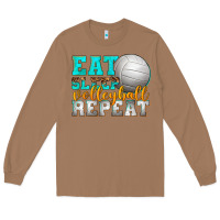 Toasted Coconut eat sleep volleyball repeat Long Sleeve Tee - texasbilliewilder