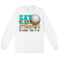 White eat sleep volleyball repeat Long Sleeve Tee - texasbilliewilder