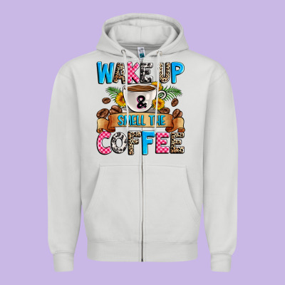 Wake Up And Smell The Coffee Zipper Hoodie Designed By Zillion Design Studio