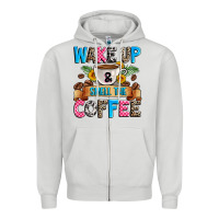 Dove Grey wake up and smell the coffee Zipper Hoodie - Zillion Design Studio