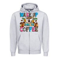 Heather Grey wake up and smell the coffee Zipper Hoodie - Zillion Design Studio