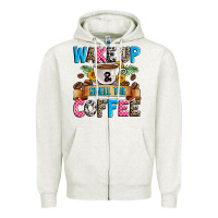 Oatmeal Heather wake up and smell the coffee Zipper Hoodie - Zillion Design Studio