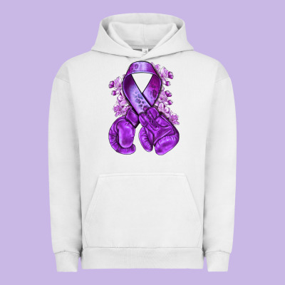 Domestic Violence Warrior Purple Ribbon Urban Hoodie Designed By Nancycooperartshop