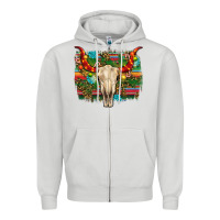 Dove Grey western christmas bull skull Zipper Hoodie - RanaPortraitStore