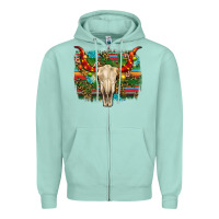 Seafoam western christmas bull skull Zipper Hoodie - RanaPortraitStore