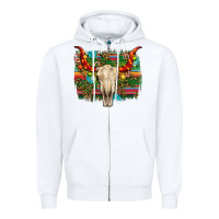 White western christmas bull skull Zipper Hoodie - RanaPortraitStore